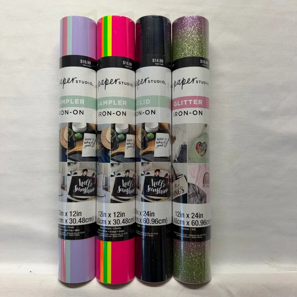 Lot of 4 The Paper Studio Iron-On Vinyl Glitter Neon Sampler HTV Craft Cricut